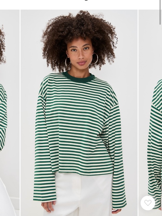 Lioness Tops - Lioness Green and White Striped Long Sleeve Tee